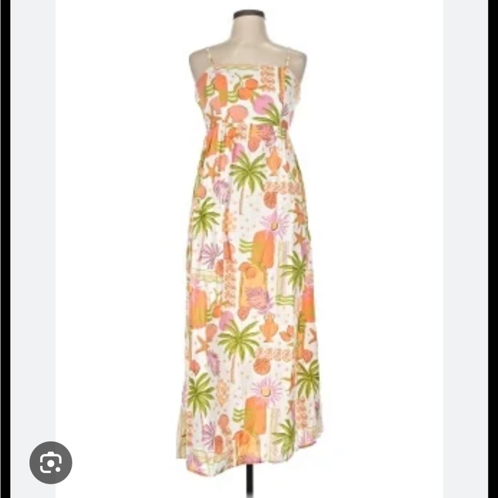 Japna Colorful Tropical Print Maxi Dress Large